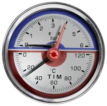 Термоманометр аксиальный TIM 1/2" 6бар (0°C - 120°C)